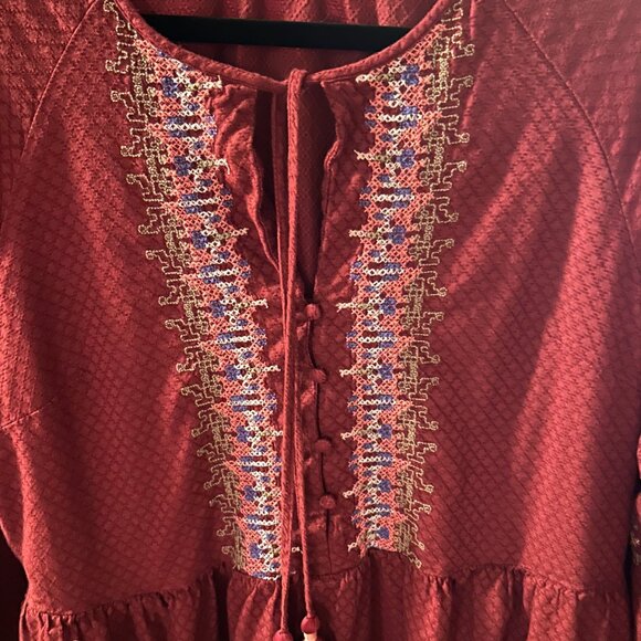 Knox Rose Embroidered Boho Peasant Dress Large - Picture 4 of 5